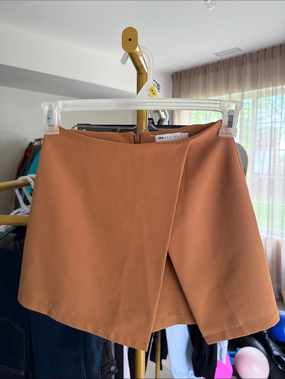 Asymmetrical Mini Skort in Terracotta